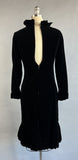1960s Velvet Dress / 60s Velvet Cocktail Dress with Ruffled Sleeves and Cutaway Hemline / Size Small Size Extra Small