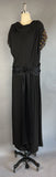 1930s Jeweled Gown / Rare Size XL / 1930s Black Silk Crepe Gown With Gem Tone Jewels on Sleeves / Rare Vintage Size Extra Large