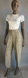 1940s Plaid Pants / Brown Glen Plaid Houndstooth Pleated Trousers / High Waisted Pants / Size Small