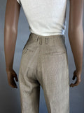 1940s Plaid Pants / Brown Glen Plaid Houndstooth Pleated Trousers / High Waisted Pants / Size Small