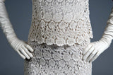 1950s Ivory Gown / 1950s Evening Dress  / 50s Lace Wedding Dress /  1950s Ivory Lace Column Gown / Size Small
