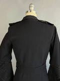 1910s Day Dress /Dramatic Midnight Wool Dress w/ Passementerie / Statement Sleeves / Size Small Medium