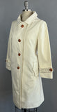 1960s Mod Coat / Celluloid Buttons & Chain on White Canvas Coat / 1960s Raincoat / 1960s Canvas Coat /Size Medium Size Small