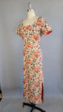 1960s Dragon Print Dress / 60s Raw Silk Dragon Motif Gown with Detached Sash / Bombshell Dress / Size Small