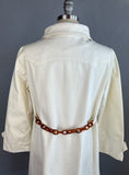 1960s Mod Coat / Celluloid Buttons & Chain on White Canvas Coat / 1960s Raincoat / 1960s Canvas Coat /Size Medium Size Small