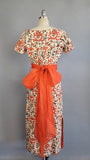 1960s Dragon Print Dress / 60s Raw Silk Dragon Motif Gown with Detached Sash / Bombshell Dress / Size Small
