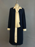 Geoffrey Beene Dress /1970s Navy Shift Dress by Geoffrey Beene / Vintage Designer Dress /Size Medium Large