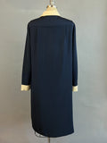 Geoffrey Beene Dress /1970s Navy Shift Dress by Geoffrey Beene / Vintage Designer Dress /Size Medium Large