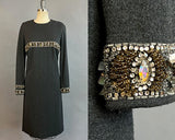 1960s Mr. Blackwell Dress / 1960s Beaded Cocktail Dress / Mr. Blackwell Custom Dress/ Size Large