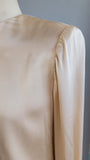 1980s Blouse / 80s Does 20s Drop Waist Silk Satin Blouse / Trapunto Elements / Size Large