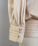 1980s Blouse / 80s Does 20s Drop Waist Silk Satin Blouse / Trapunto Elements / Size Large