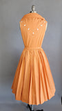 1950s Orange Dress /1950s Mr Mort Pumpkin Orange Cotton Shirtwaist Dress with Matching Belt / 1950s Fit & Flare Dress / Size Small