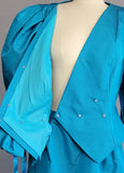 1980s Evening Dress / 1980s Teal Formal Dress Set / Blue Formal / Size Large