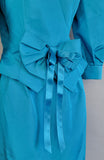 1980s Evening Dress / 1980s Teal Formal Dress Set / Blue Formal / Size Large