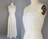 1930s Strapless Dress / 1930s Strapless Cotton Dress / 1930s Slip Dress / 1930s Wedding Dress / Size Small