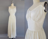 1930s White Gown/ 1930s Off-White Silk Taffeta Evening Dress / 1930s Bridal Dress / Size Small