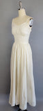 1930s White Gown/ 1930s Off-White Silk Taffeta Evening Dress / 1930s Bridal Dress / Size Small