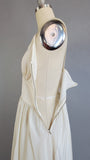 1930s White Gown/ 1930s Off-White Silk Taffeta Evening Dress / 1930s Bridal Dress / Size Small