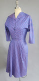 1950s Day Dress / 1950s Purple Dress / 1950s Pink & Purple Cotton Day Dress Set with Unique Flounce / Day to Night Dress / Size Small
