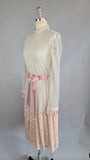 1960s Chiffon Dress / Miss Elliette Pink and Gray Chiffon Cocktail Dress / Miss Elliette Dress / Size Small