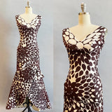 1960s Gown / 1960s Evening Gown / Mod Floral Print Dress / Mermaid Dress / Size Small