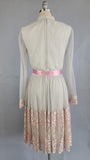 1960s Chiffon Dress / Miss Elliette Pink and Gray Chiffon Cocktail Dress / Miss Elliette Dress / Size Small
