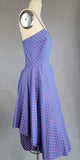 1950s Day Dress / 1950s Purple Dress / 1950s Pink & Purple Cotton Day Dress Set with Unique Flounce / Day to Night Dress / Size Small