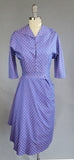 1950s Day Dress / 1950s Purple Dress / 1950s Pink & Purple Cotton Day Dress Set with Unique Flounce / Day to Night Dress / Size Small