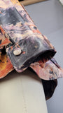 Vintage Feather Jacket / 1990s Leather Jacket / Feather Printed Leather / Fitted Leather Jacket / Size Medium
