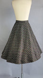1950s Circle Skirt /1950s Black Felt Circle Skirt / Embroidered Felt Skirt / Size Medium Size Large