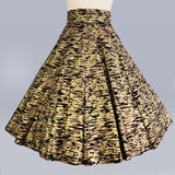 1950s Circle Skirt / 1950s Gold Screen Printed Skirt/ 12 Gore Skirt / High Waisted Skirt / Size Small - Medium