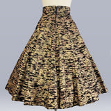 1950s Circle Skirt / 1950s Gold Screen Printed Skirt/ 12 Gore Skirt / High Waisted Skirt / Size Small - Medium