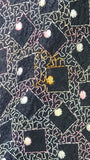 1950s Circle Skirt /1950s Black Felt Circle Skirt / Embroidered Felt Skirt / Size Medium Size Large