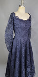 1950s Oleg Cassini Dress / Lace Party Dress / Navy Lace Dress / 1950s Party Dress / 1950s Evening Dress / 50s Fit & Flare / Size Small
