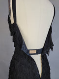 1940s Fringed Dress / Black Fringe Gown with Matching Bolero Jacket / 1940s Hawaiian Dress / Size Small