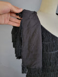 1940s Fringed Dress / Black Fringe Gown with Matching Bolero Jacket / 1940s Hawaiian Dress / Size Small
