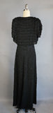 1940s Fringed Dress / Black Fringe Gown with Matching Bolero Jacket / 1940s Hawaiian Dress / Size Small