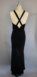 1930s Silk Velvet Gown / 1930s Black Silk Velvet Strappy Bias Cut Gown / Silk Velvet Dress / Black Velvet Dress / Size Medium Size Large