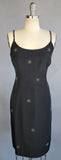 1950s Cocktail Dress / Late 1950s Black Faille Cocktail Dress With Studded Pinwheels / 1950s Black Cocktail Dress / Size Medium