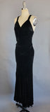 1930s Silk Velvet Gown / 1930s Black Silk Velvet Strappy Bias Cut Gown / Silk Velvet Dress / Black Velvet Dress / Size Medium Size Large