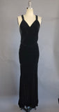 1930s Silk Velvet Gown / 1930s Black Silk Velvet Strappy Bias Cut Gown / Silk Velvet Dress / Black Velvet Dress / Size Medium Size Large