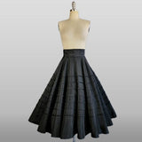 1950s Circle Skirt / 1950s Silk Taffeta Circle Skirt with Ribbon Trim / Black Full Skirt / Fit & Flare / Size Small