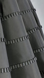1950s Circle Skirt / 1950s Silk Taffeta Circle Skirt with Ribbon Trim / Black Full Skirt / Fit & Flare / Size Small