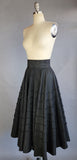 1950s Circle Skirt / 1950s Silk Taffeta Circle Skirt with Ribbon Trim / Black Full Skirt / Fit & Flare / Size Small