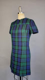 1960s Mini Dress / Dress With Cape / 1960s Dress Set / Tartan Dress / Plaid Mini Dress / Plaid Cape / Mini Shift Dress / Size Medium