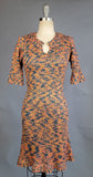 1980s Hand Knit Dress / 80s Multi Color Hand Knit Dress / Italian Knit / Patterned Knit Dress / Size Medium