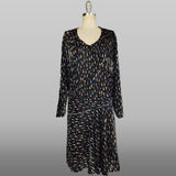 1920s Silk Velvet Dress / Art Deco Eveningwear / Teardrop Print Drop Waist Flapper Dress / Antique Gatsby Fashion / Size Small