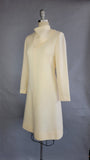 1960s Sheath Dress / 1960s Ivory Wool Dress / Edward Parnes Dress / 1960s Mod Dress / Size Medium