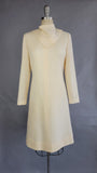 1960s Sheath Dress / 1960s Ivory Wool Dress / Edward Parnes Dress / 1960s Mod Dress / Size Medium
