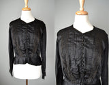 Vintage Edwardian Black Silk Blouse // Medium